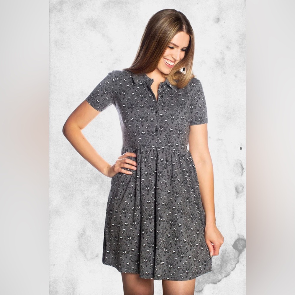 Cakeworthy x Disney the haunted mansion spooky eyes wallpaper print dress